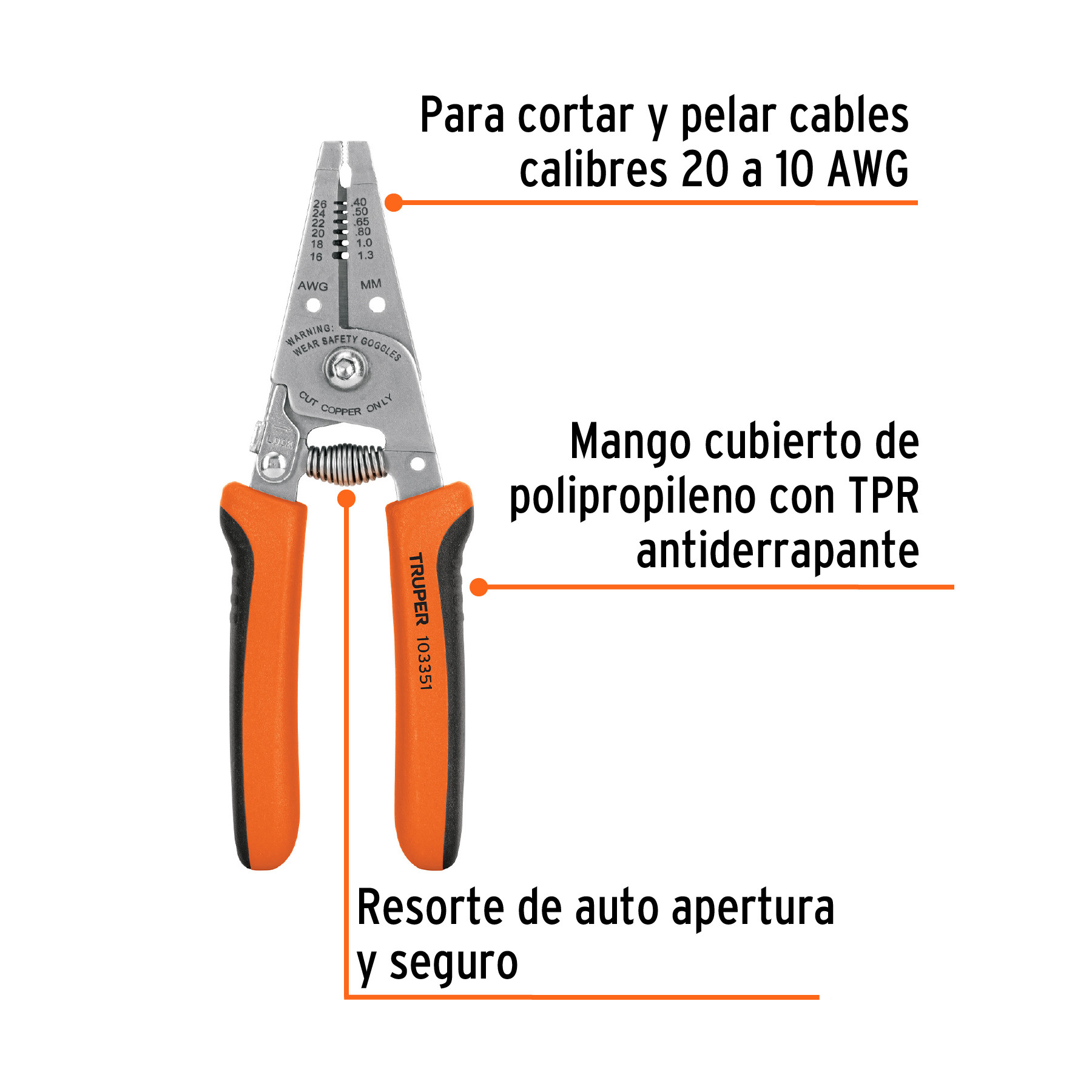 Pinza Pela Cables A Awg Truper Pinzas Pela Cables