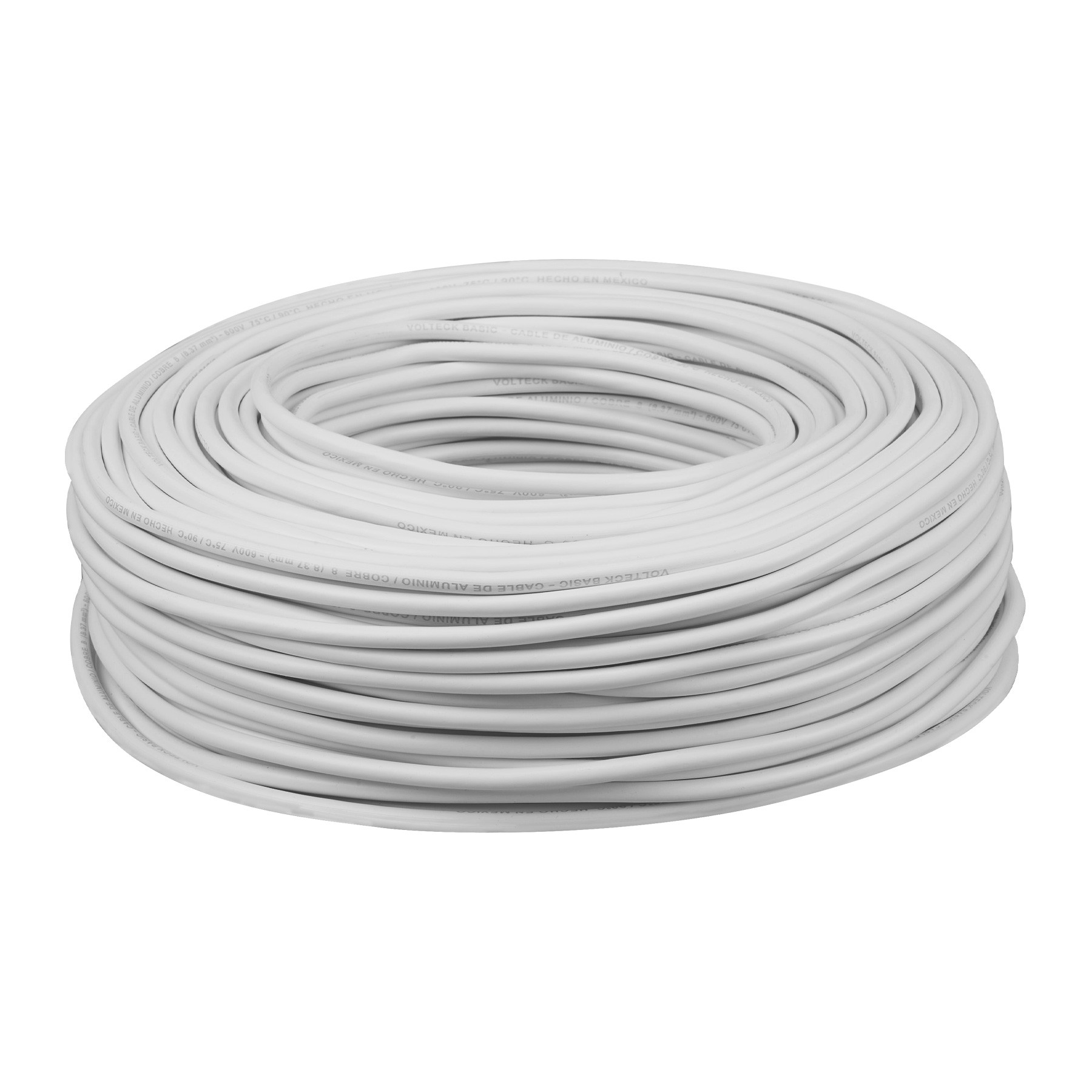 Rollo De Metros De Cable Thw Cca Awg Blanco Basic Volteck