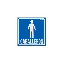 Letrero de señalización "CABALLEROS", 19 x 19 cm
