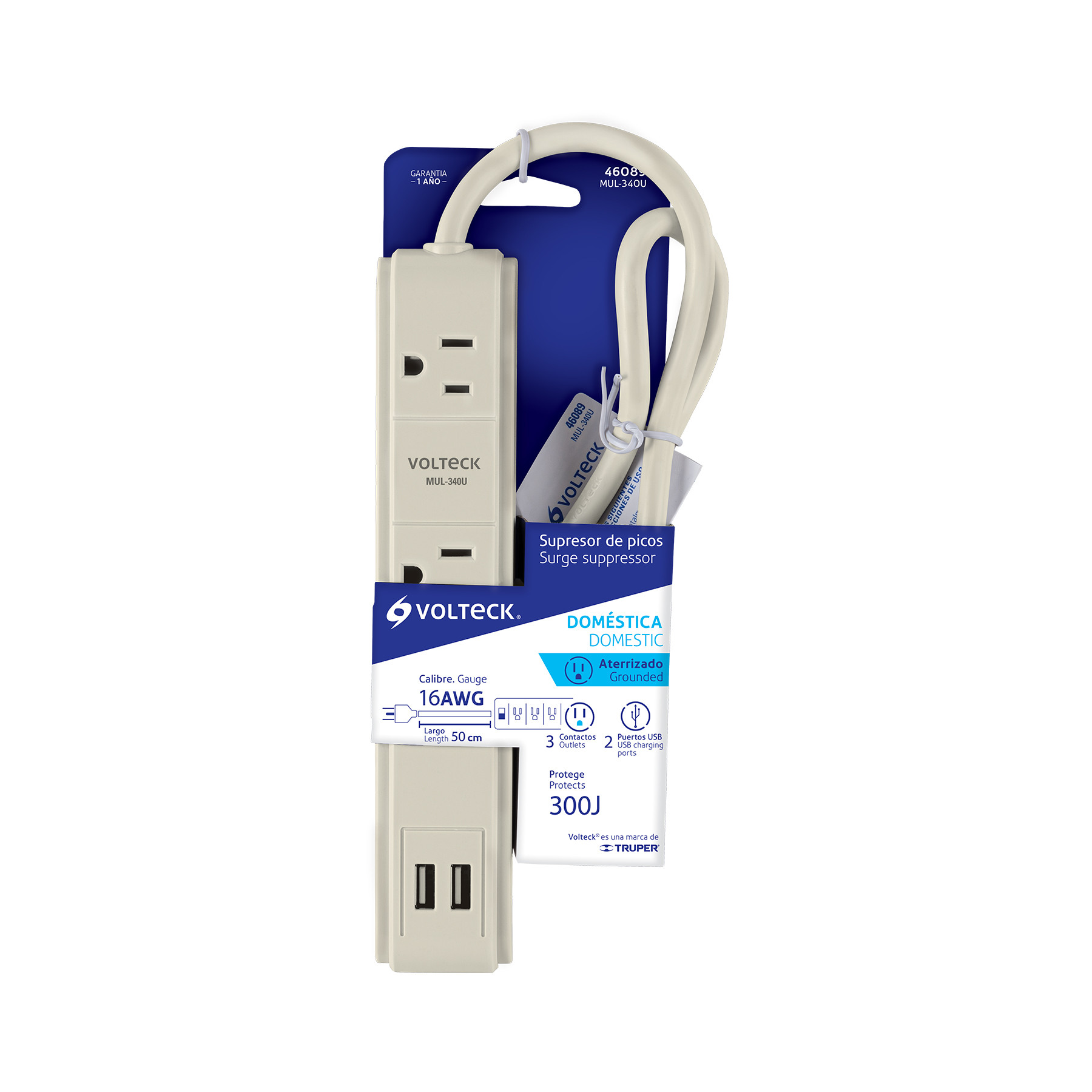 Multicontacto Awg Entradas Puertos Usb Supresor J Multicontactos De Barra